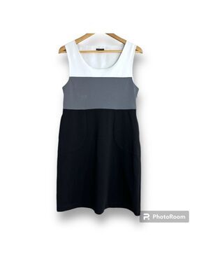 Theory Colorblock Audrey Sleeveless Dress Pockets Size 10 Minimalist Workwear